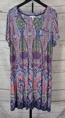 Soma Sleep Dress Extra Large Multicolor Paisley Nightgown Bohemian Loungewear